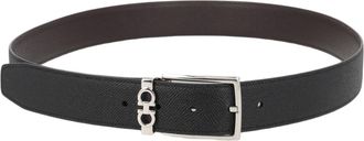 Ferragamo Black Textured Calfskin Belt