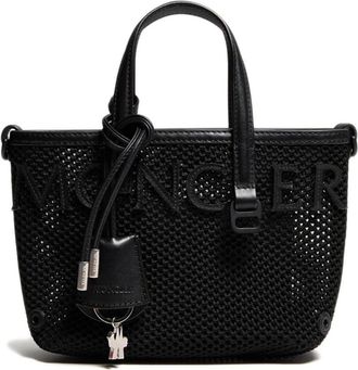 Moncler Very Mesh & Leather Tote Bag - Dames - Shoppers - Zwart - ONE Size - Leer - Tassen