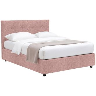 Dmora Letto Piazza e Mezza Luton, Sfoderabile, Contenitore Made in Italy, Rosa