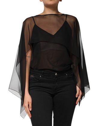 Dolce & Gabbana Womens Layered Sheer Blouse - Black