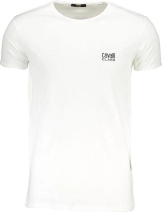 Cavalli Wit Crew Neck T-shirt met Print - Heren - T-shirts - Wit - M - Katoen - Tops