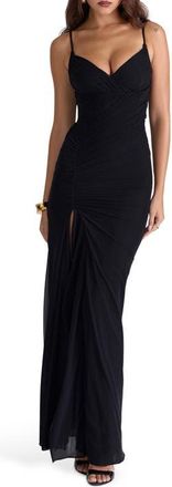 House of CB Issey Stretch Mesh Gown in Black at Nordstrom, Size X-Small A