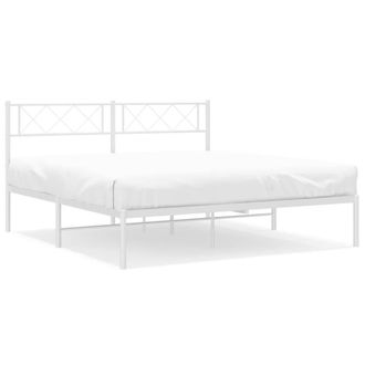 Berkfield Home Metal Bed Frame with Headboard White 160x200 cm