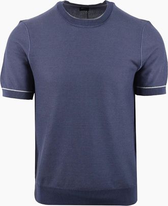 HUGO BOSS Mens Boss Black H NALON KNITTED T-SHIRT OPEN BLUE - Navy - Size: 38