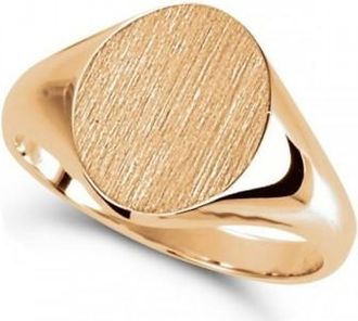 Allurez Mens Oval Shaped Engravable Signet Ring 14k Rose Gold 10x8mm