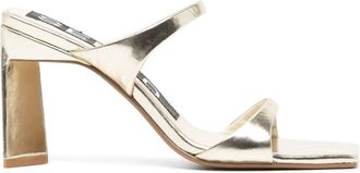 Senso Valeria 70mm metallic leather mules - women - Chrome/Kid Leather/Resin - 38 - Gold