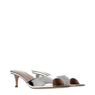 Gianvito Rossi Metallic Leather Heel Sandal - Grey