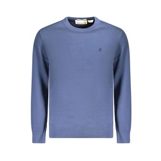 Timberland Round-neck Knitwear, male, Blue, Size: S Blue Cotton Sweater Classic Design