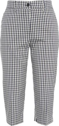 Liu Jo Blauwe geruite capribroek stijlvolle look - Dames - Broeken - Blauw - Maat: M