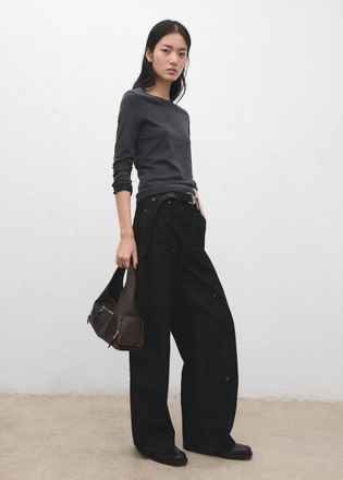 Mango Maglietta maniche lunghe cotone grigio antracite - Donna - XS - MANGO