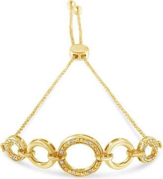 House of Brilliance 10K Yellow Gold over Silver Diamond Accent Graduated Infinity Circle Bolo Bracelet at Nordstrom
