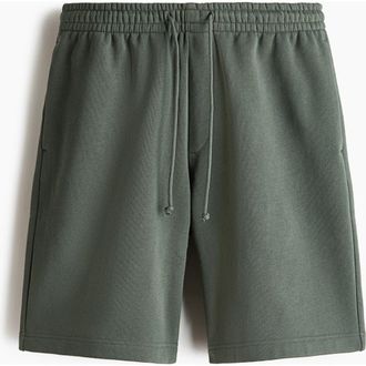 H&M Relaxed Fit Cotton Shorts in Dark Dusty Green at Nordstrom, Size Xx-Large