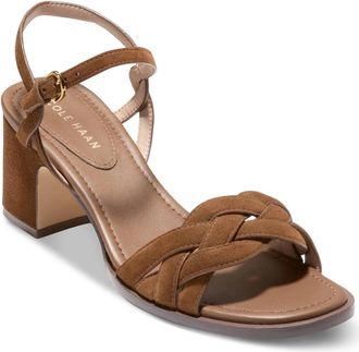 Cole Haan Ambrose Braid W31868 Sandals Brown Suede Block Heel ZOGG2684