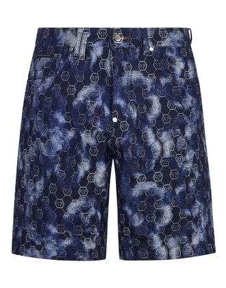 Philipp Plein Denim Shorts Jacquard Monogram