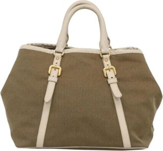 Prada Pre-owned Canvas prada-bags - Dames - Vintage Handtas - Beige - ONE Size - Leer - Vintage