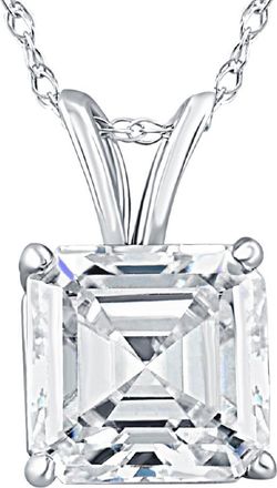 Pompeii3 2 CT Asscher Cut Solitaire Pendant Necklace in 14k White, Yellow, or Rose Gold