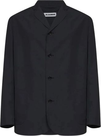 Jil Sander Single-Breasted Boxy Jacket - Heren - Blazers - Zwart - L - Denim - Jassen