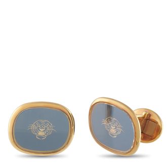 Patek Philippe 18K Yellow Gold and Enamel Tiger Print Cufflinks PF227-051926