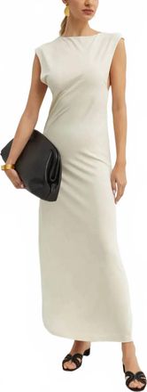 Aya Muse Boat-Neck Midi Dress In Off White
