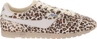 Autry Pony Skin Low-Top Sneakers With Animal Print And Contrast Heel Tab