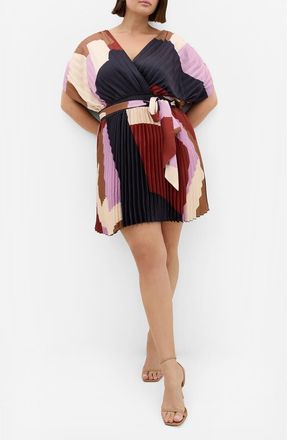 City Chic Hailey Abstract Print Minidress in Geo Muse at Nordstrom, Size 20W