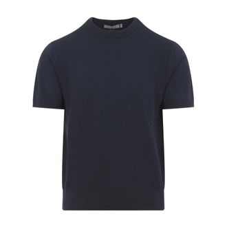 Canali Round-neck Knitwear, male, Blue, Size: XL Round-neck Sweater