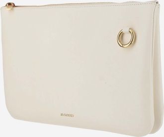 Jil Sander Womens Leather Shoulder Bag With Logo White Sheep Satchels & Cross Body