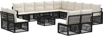 vidaXL Conjunto De Sof&aacute;s De Jard&iacute;n 14 Uds. Negro Rat&aacute;n Sint&eacute;tico Vidaxl
