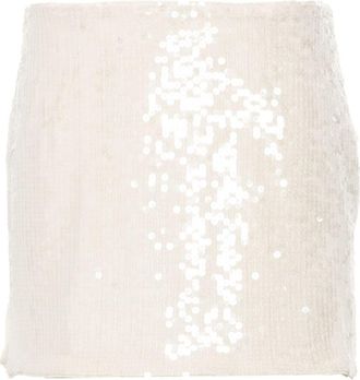 Rotate sequinned mini skirt - women - Polyester/Recycled Polyester/Elastane/Elastane - 38 - White