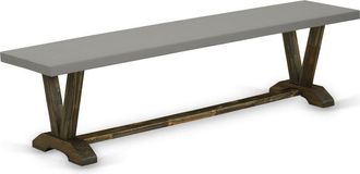 East West Furniture V-Style Modern Kitchen Bench with Solid Wood Seat