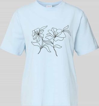 Vila T-Shirt mit geripptem Rundhalsausschnitt Modell NORA in Hellblau, Gr&ouml;&szlig;e XL