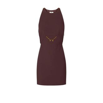 Elisabetta Franchi Vestido en crep&eacute; de doble capa y tejidos de georgette - Dresses - Mujer - Marr&oacute;n - L