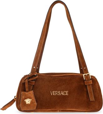 Versace Tag Suede Bowling Bag - Dames - Schoudertassen - Bruin - ONE Size - Leer - Tassen