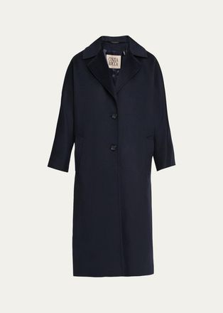 Cinzia Rocca Long Two-Button Notch-Collar Wool Coat, Midnight