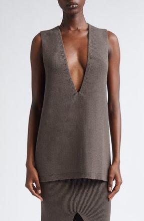 Rick Owens Virgin Wool V-Neck Sweater Vest in Darkdust at Nordstrom, Size Large