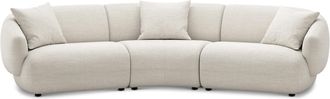 Castlery Auburn Curve Sofa Customized, Performance Linen Weave, Sand, Spill Resistant, Modular for Sofas, Grey, Castlery