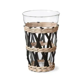 Tag Island Collection Clear Glass Tumbler with Cattail Straw in Black at Nordstrom