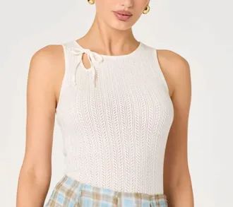 Astr Alyse Pointelle Knit Top In White