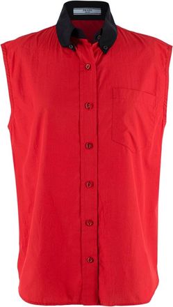 Prada Red Button-down Sleeveless Cotton-poplin Shirt Size XS