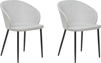 Beliani Conjunto de 2 sillas de comedor tela gris claro