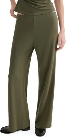 Mango Pull-On Straight Leg Pants in Khaki Green at Nordstrom, Size X-Small