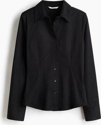 H&M Taillierte Hemdbluse - Schwarz