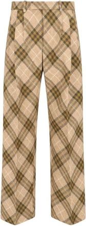 Burberry Pleated Check Wool Tailored Trousers, Brand Size 48 ( Waist Size 32.7 )