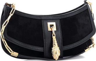 Gucci Tiger Head Chain Suede with Leather Small clutch bag - Nero