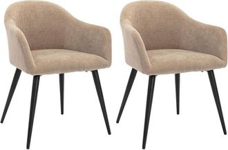 Vente-Unique Vente-unique - Sedie con braccioli Effetto Velluto e Metallo Beige - Lotto di 2 - bibo