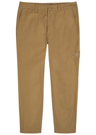Stone Island Ghost Straight-leg Cotton-poplin Trousers - Beige - 36 (W36 / XL)