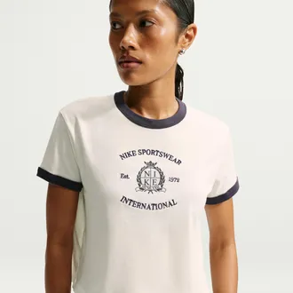 Nike Womens Nike Sportswear Ringer T-Shirt in White | IV5499-133