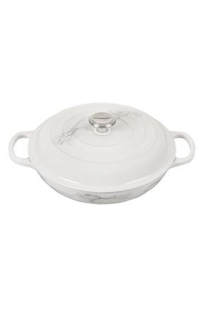 LE CREUSET Signature 3.5-Quart Enameled Cast Iron Braiser in White Marble at Nordstrom