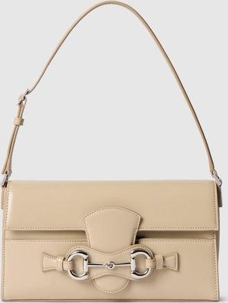 Gucci Horsebit Ristretto Medium Shoulder Bag, Beige, Leather