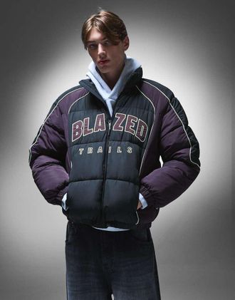 Bershka Piumino nero stampato